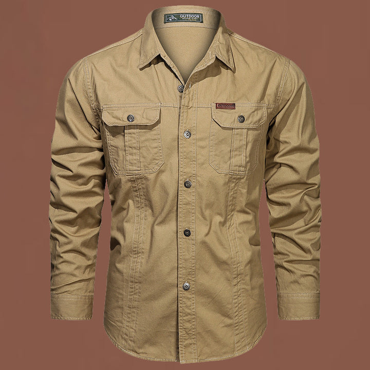 Men's western-inspired canvas shirt with ergonomic flap chest pockets and straight cut Mune Fashion
