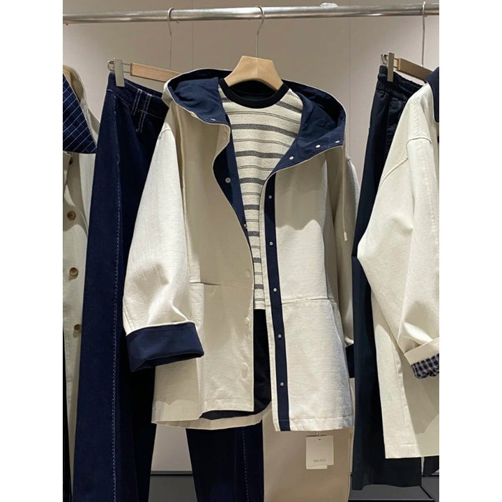 Unisex Oversized utilitarian Trench Coat with contrasted lining and hood Mune Fashion