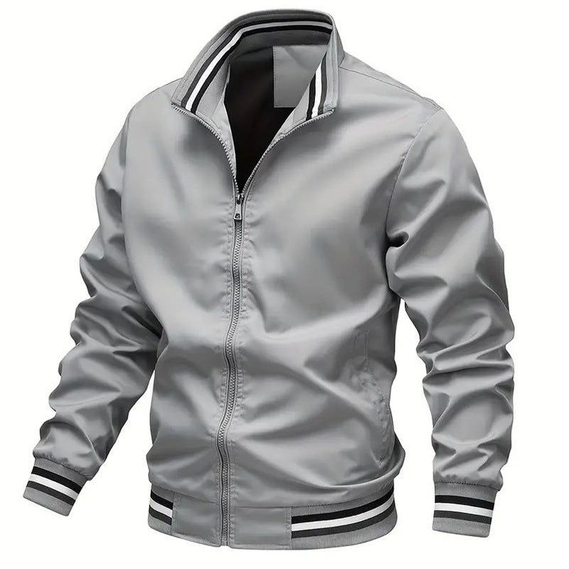 Men's lightweight bomber jacket with stand-up collar and contrast stripes Mune Fashion