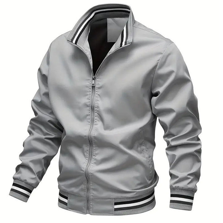 Men's lightweight bomber jacket with stand-up collar and contrast stripes Mune Fashion