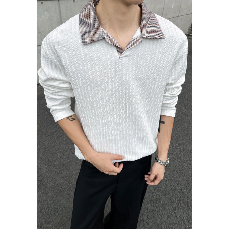 Men's Long Sleeve Shirt with Modern Structural Pattern Mune Fashion
