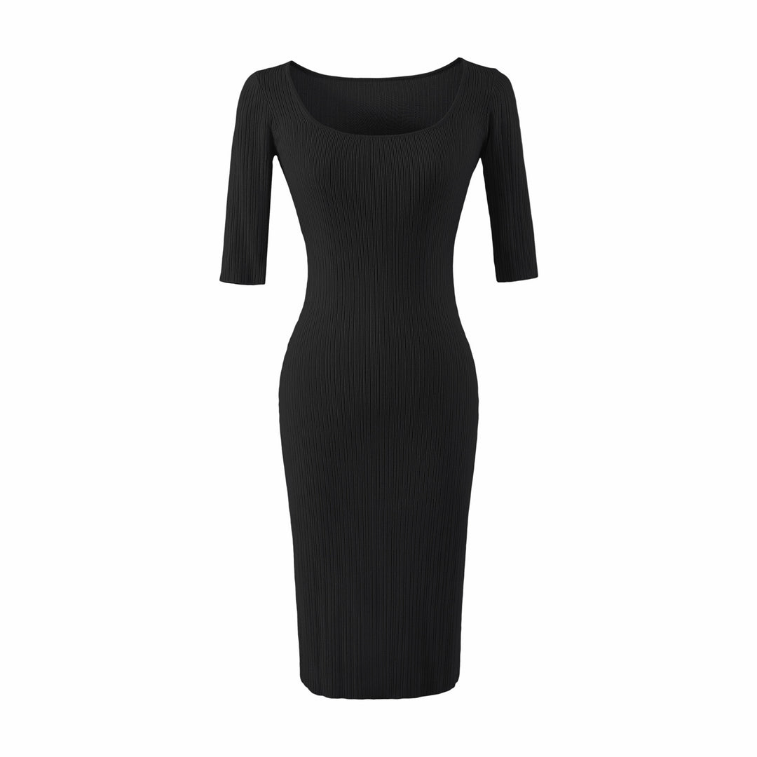 Women Figure-hugging ribbed Midi dress made of stretch knit Mune Fashion