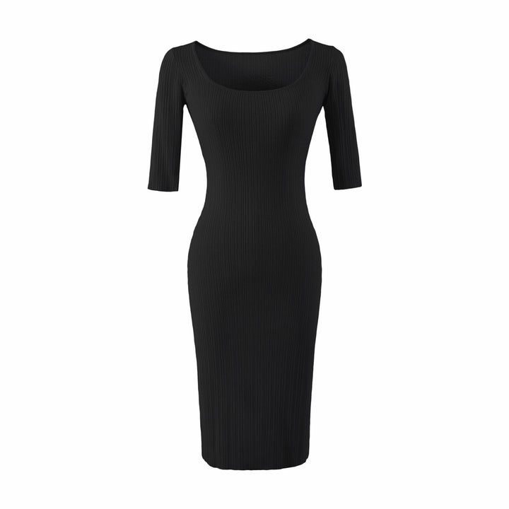 Women Figure-hugging ribbed Midi dress made of stretch knit Mune Fashion