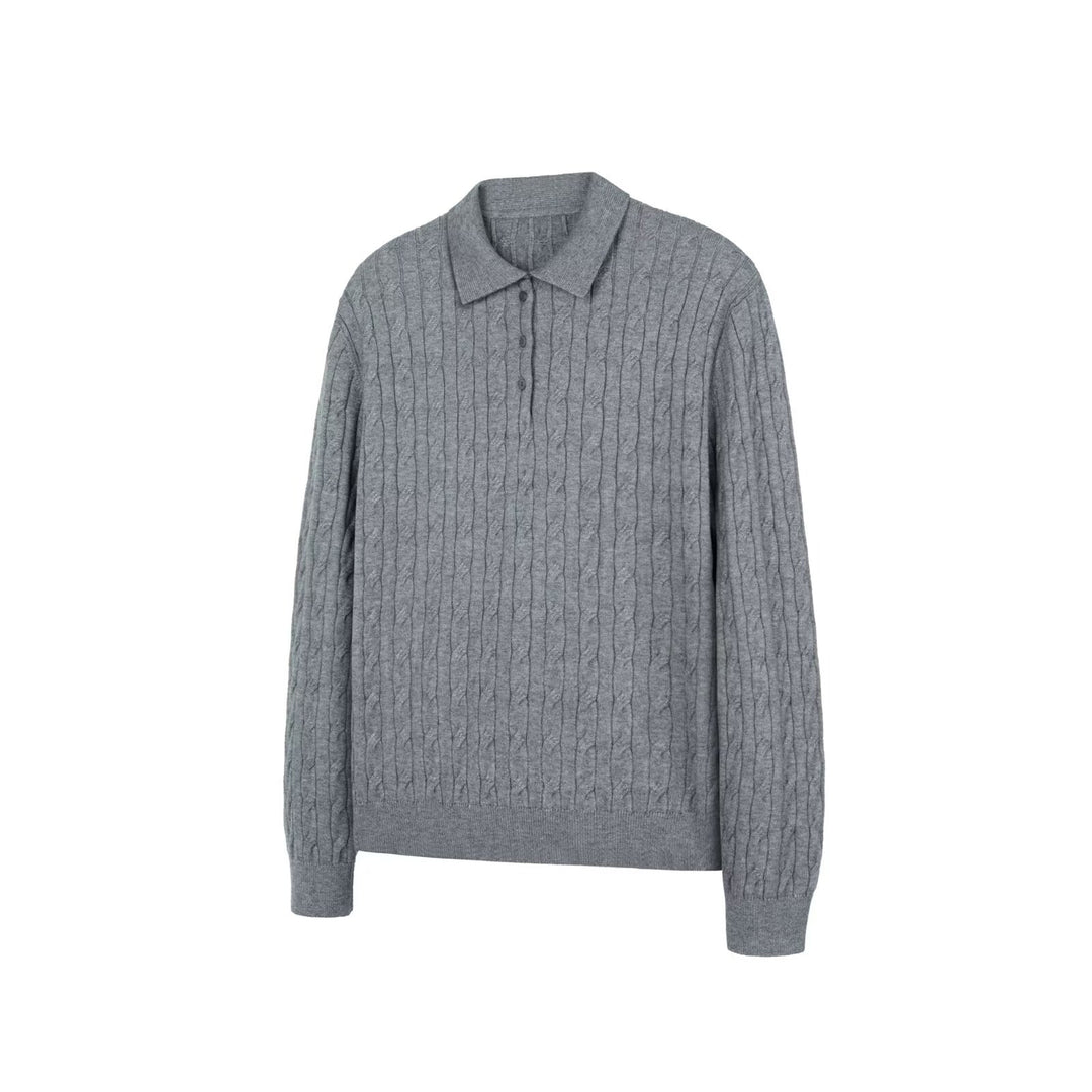 Men's Long Sleeve Pullover with Cable Pattern Mune Fashion