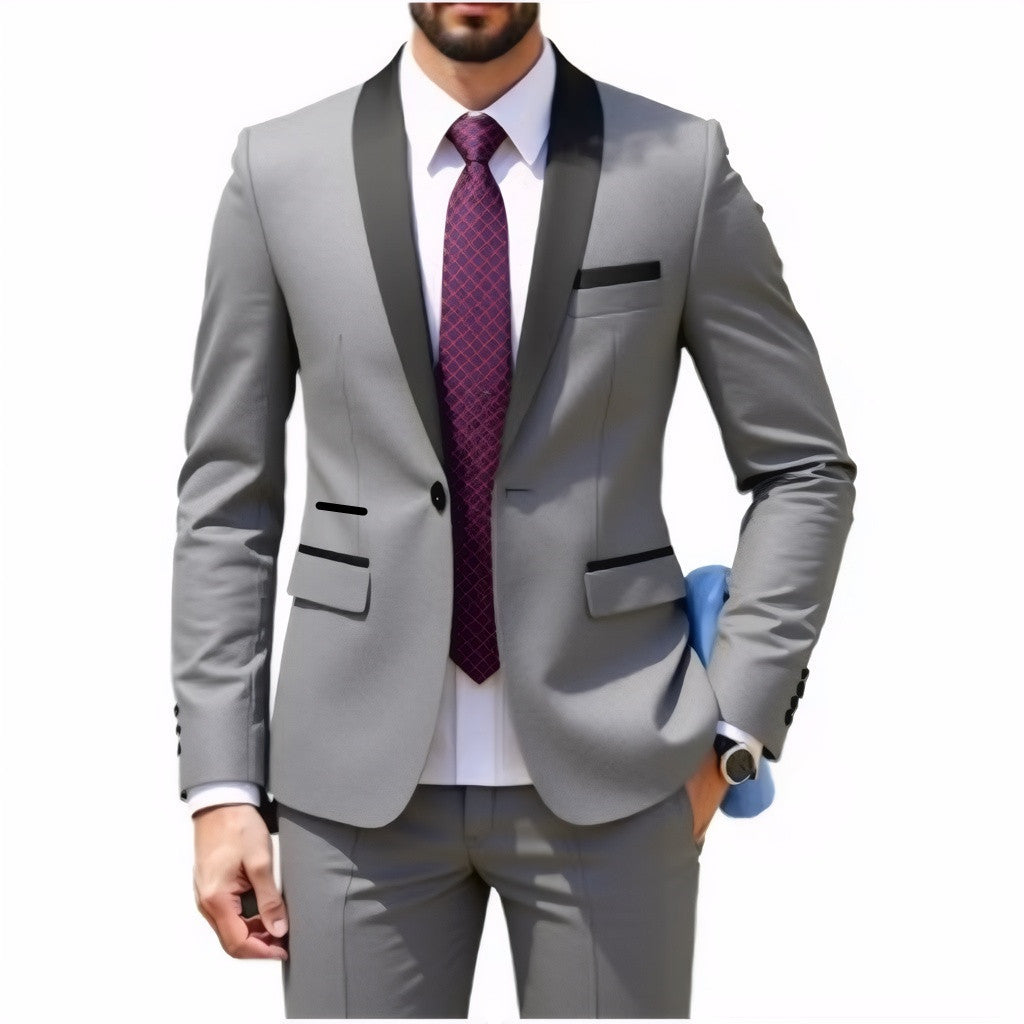 Men's Slim Fit Tuxedo with Shawl Collar and One-Button Jacket Mune Fashion