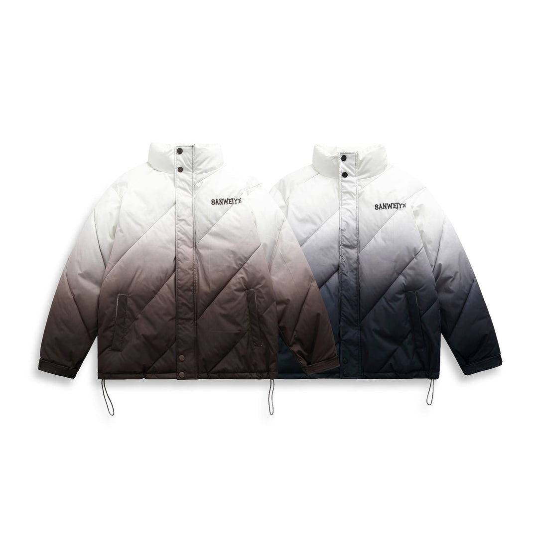 Unisex Short Cut Padded Jacket with Ombre Gradient and Diagonally Quilted Structure Mune Fashion