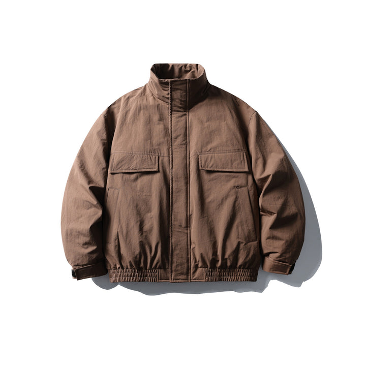 Men's Boxy Thermal Field Jacket with High Stand Collar and Flap Pockets Mune Fashion