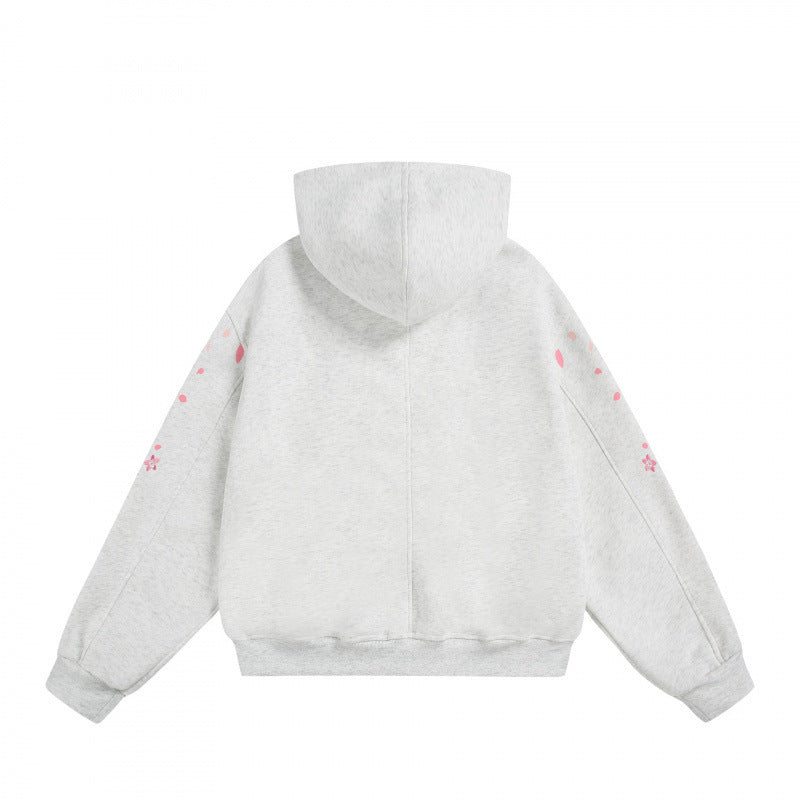 Unisex Oversize Hoodie with Cherry Blossom Print, Kangaroo Pocket and Loose Fit Mune Fashion