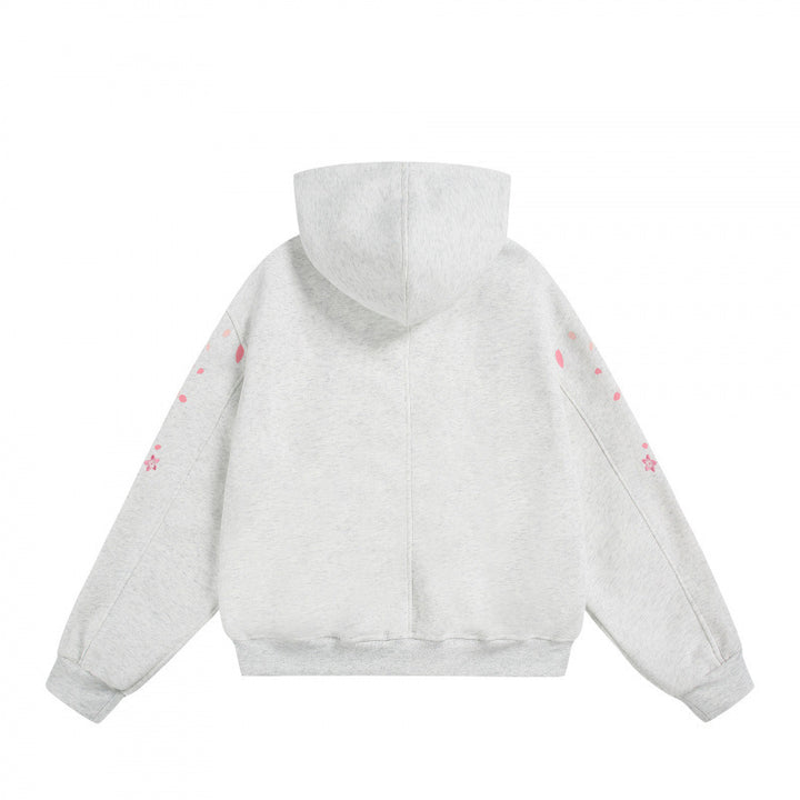 Unisex Oversize Hoodie with Cherry Blossom Print, Kangaroo Pocket and Loose Fit Mune Fashion