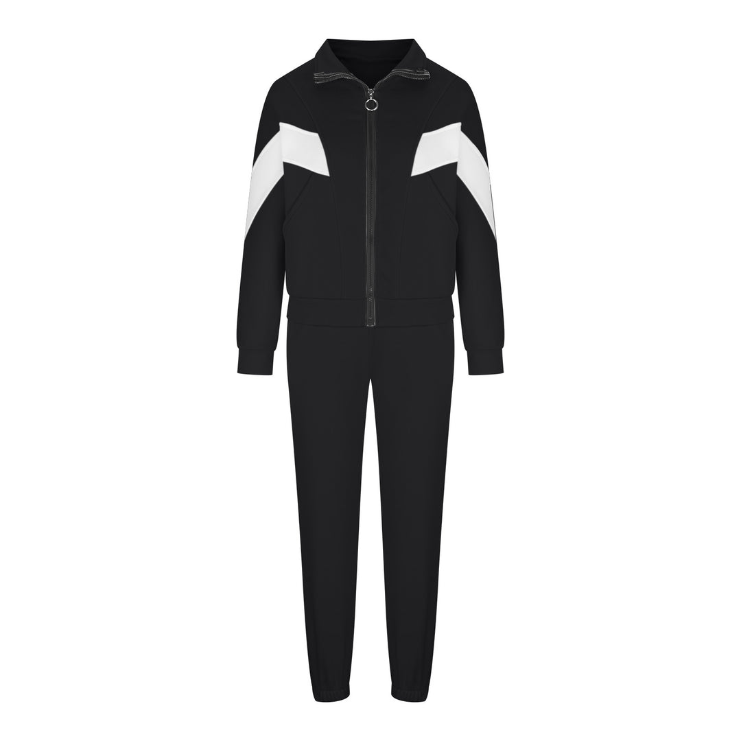 Women's athletic training set with ring zipper, inset pockets, and contrasting arm panels Mune Fashion