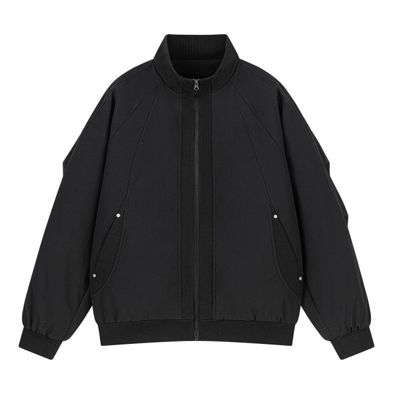 Women's Oversize Bomber Jacket with Raglan Sleeves, Stand Collar and Slip Pockets Mune Fashion