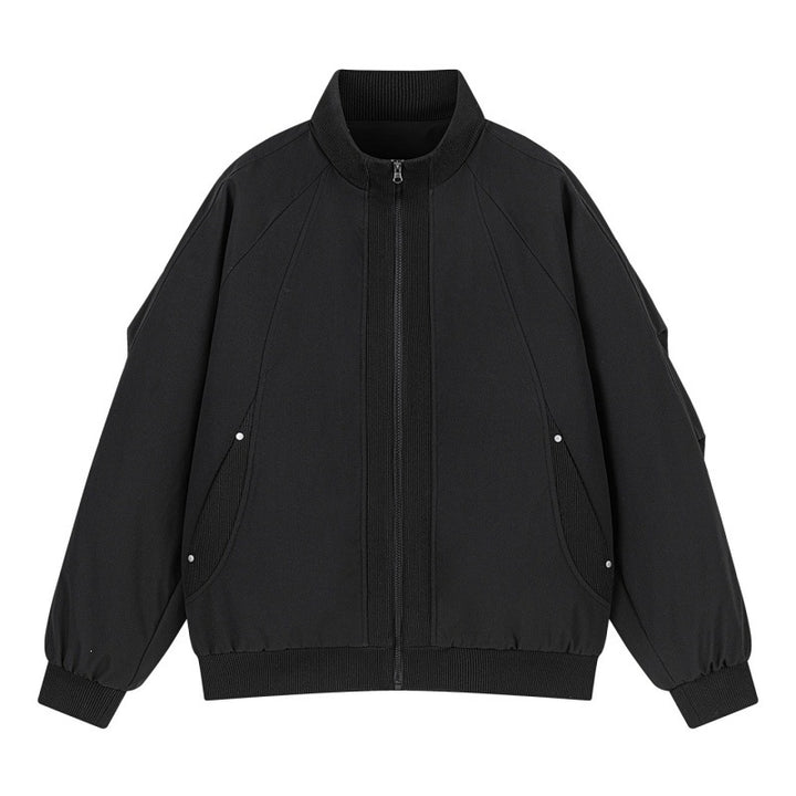 Women's Oversize Bomber Jacket with Raglan Sleeves, Stand Collar and Slip Pockets Mune Fashion