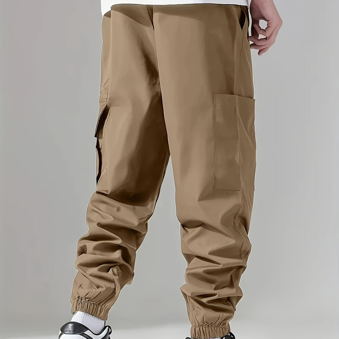 Men's cargo jogging pants in utility style with sealed zipper pocket & elastic leg cuffs Mune Fashion