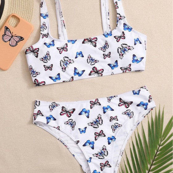 Women’s Sporty Bikini Set with Playful Butterfly Pattern Mune Fashion