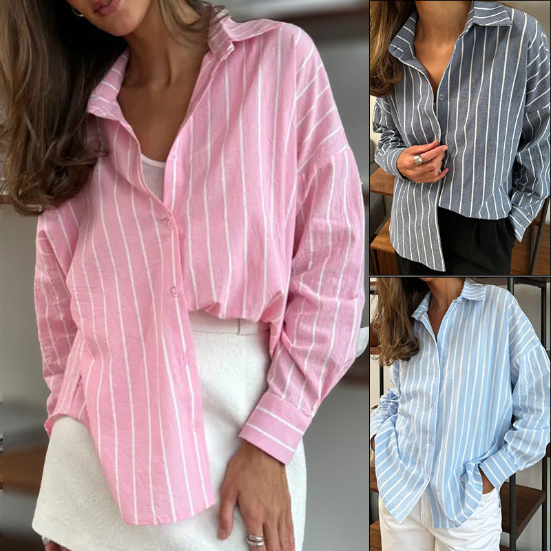 Women's Casual and Airy Striped Shirt Mune Fashion