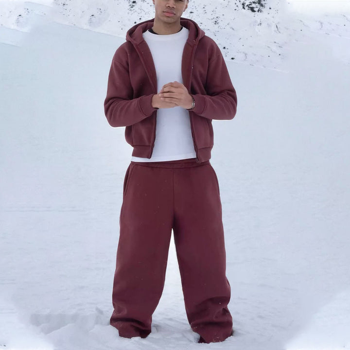 Men's nan Oversize Zip Hoodie and Relaxed Sweatpants Set Mune Fashion