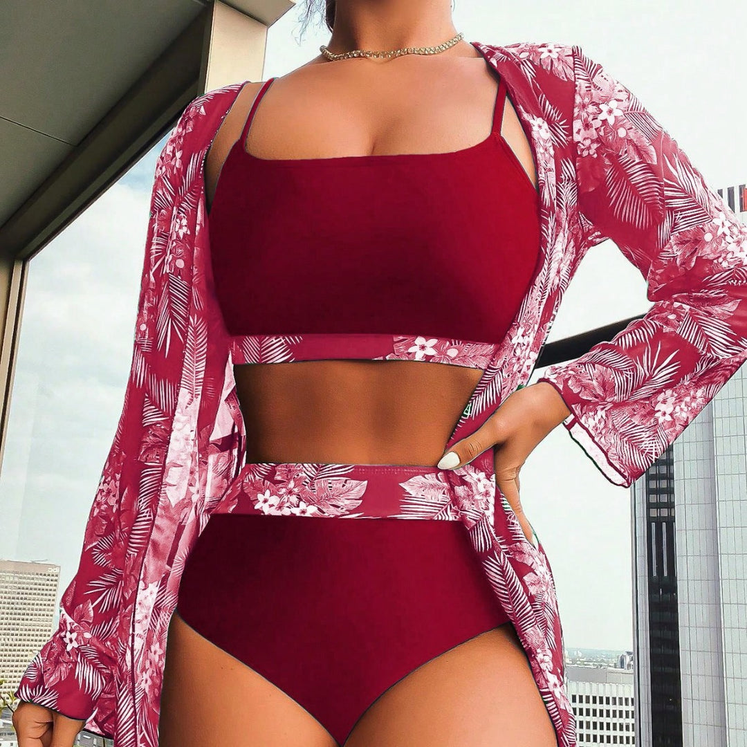 Ladies Refined Bikini Set with Transparent Wrap Mune Fashion