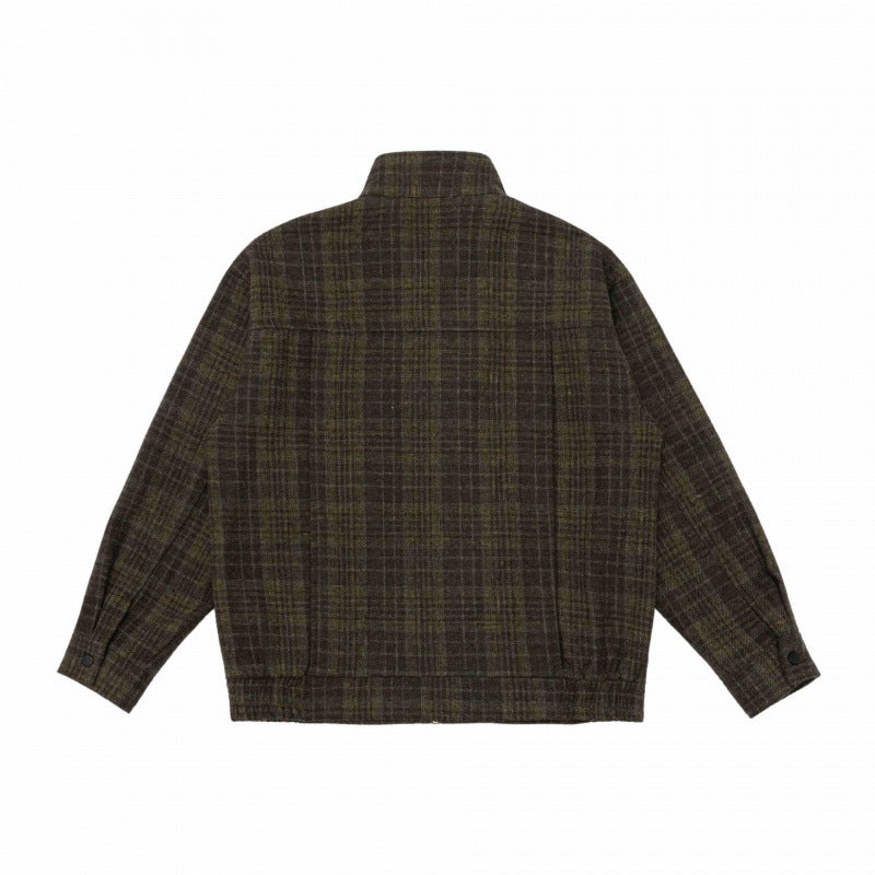 Men's Boxy Blouson made of wool blend with stand-up collar, concealed button placket and leather applications Mune Fashion
