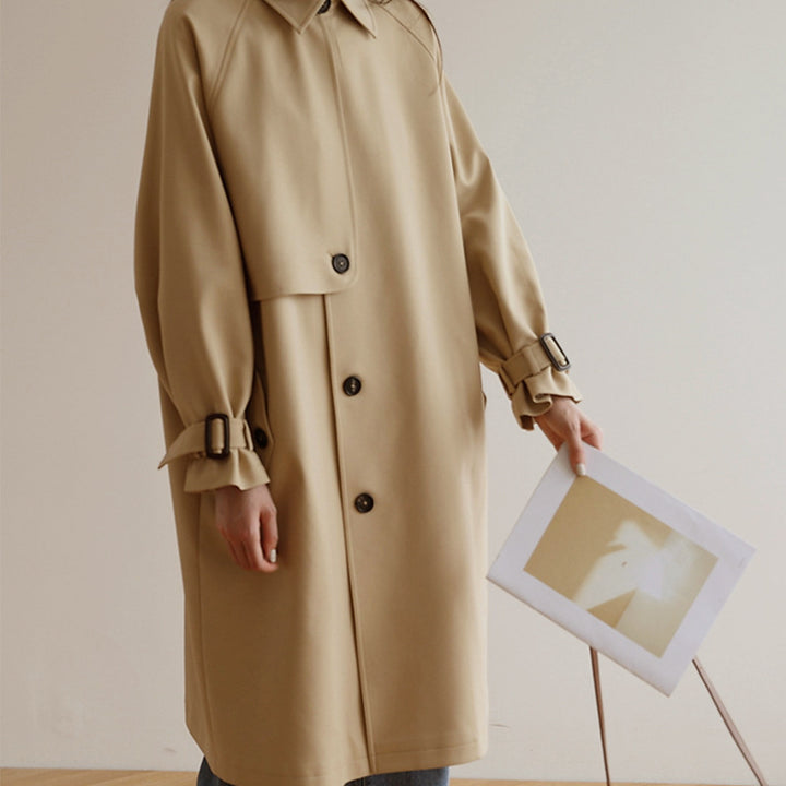 Women Fashionable Trench Coat with Wide Collar Mune Fashion
