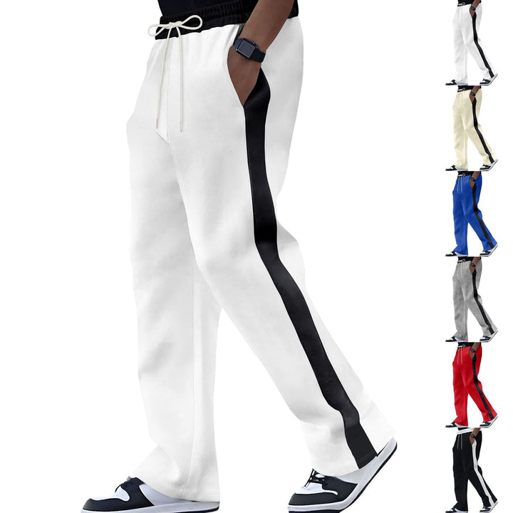 Men's wide track pants with contrast sides, drawstring, and ribbed waistband Mune Fashion