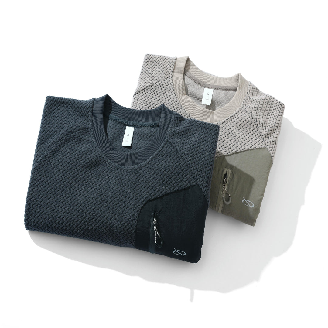 Unisex Textured Waffle Sweatshirt with Chest Zip Pocket Mune Fashion