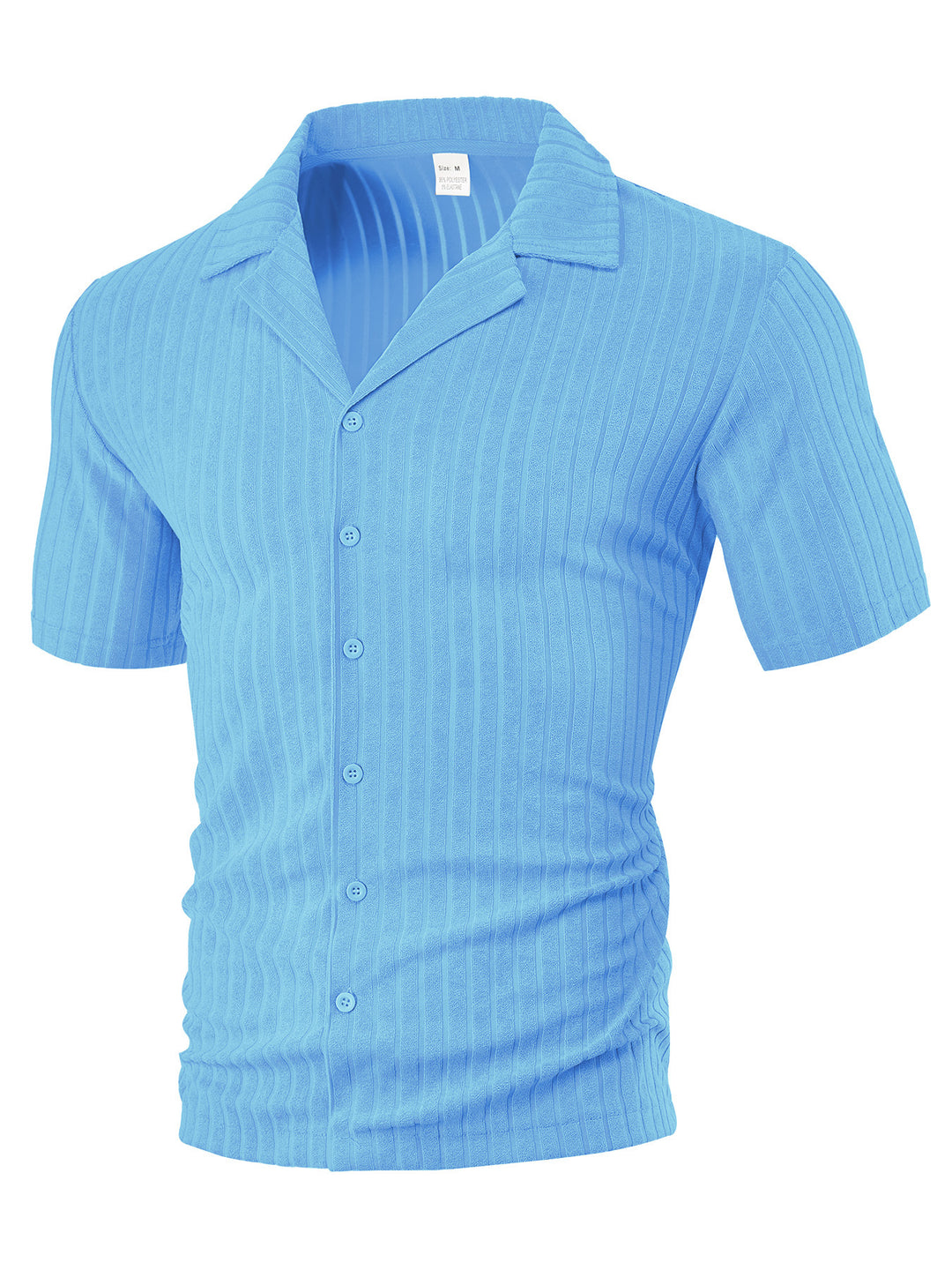 Men's fine ribbed short-sleeve knitted shirt with notch collar and full-button placket Mune Fashion