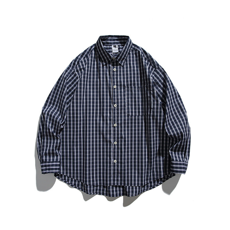 Men's Oversized Check Shirt with Full Button Placket, Chest Pocket, and Rounded Hem Mune Fashion