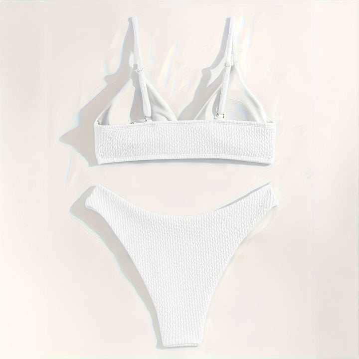 Women's Triangle Bikini with Texture and Slim Straps Mune Fashion