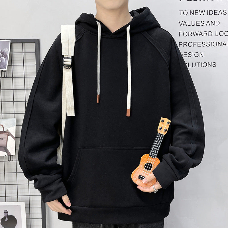 Men's Oversize Hoodie with Kangaroo Pocket Raglan Sleeves and Extra Long Cords Mune Fashion
