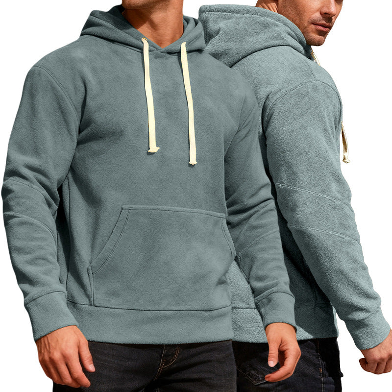 Men's nan velvety hoodie with seam details, kangaroo pocket and contrast cord Mune Fashion