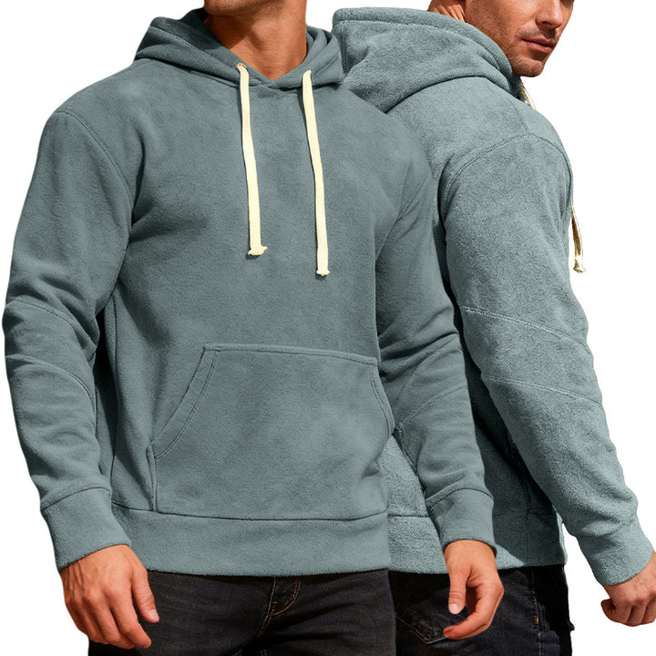 Men's nan velvety hoodie with seam details, kangaroo pocket and contrast cord Mune Fashion