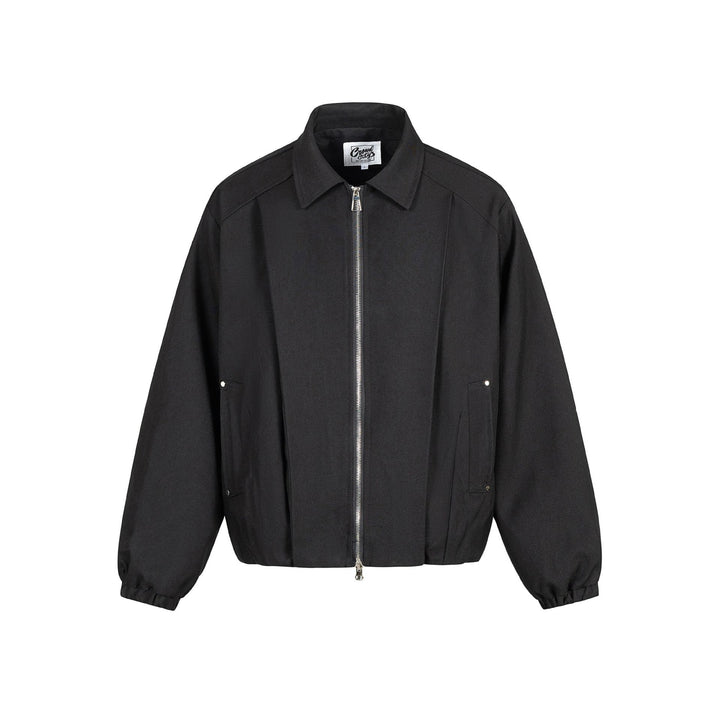 Unisex Boxy-Short Jacket with Shirt Collar, Two-Way Metal Zipper, and Elastic Hem Mune Fashion