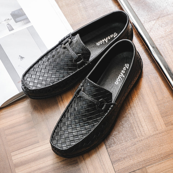 Men's Comfortable Moccasins Made of Woven Leather Mune Fashion