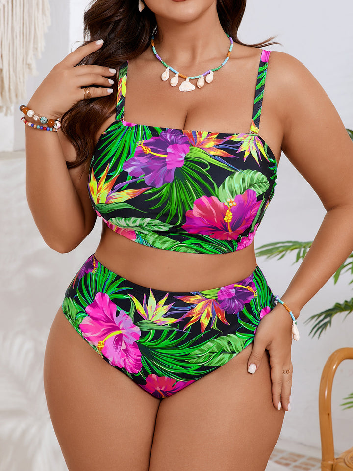 Ladies High-Cut Bikini Set with Colorful Floral Design Mune Fashion