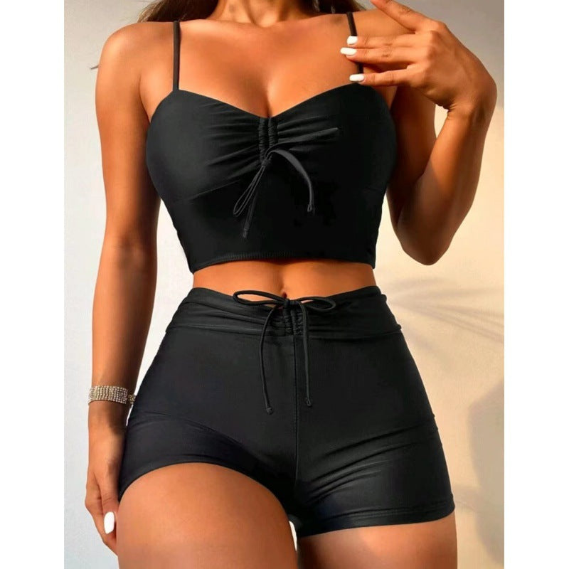 Women's Sporty Crop Top with High Waist and Adjustable Waistband Mune Fashion