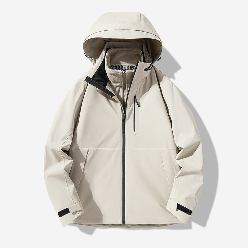 Men's Waterproof Technical Softshell Hybrid Jacket with Integrated Fleece Lining and Adjustable Hood Mune Fashion