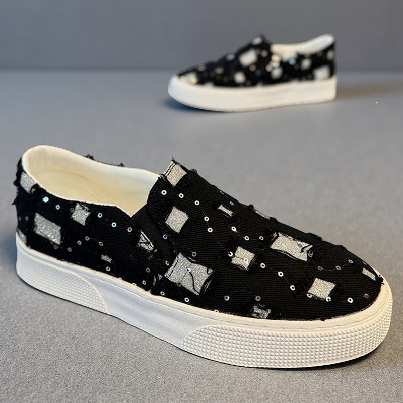 Women's Fashion Slip-On Sneakers with Sparkling Embellishments Mune Fashion