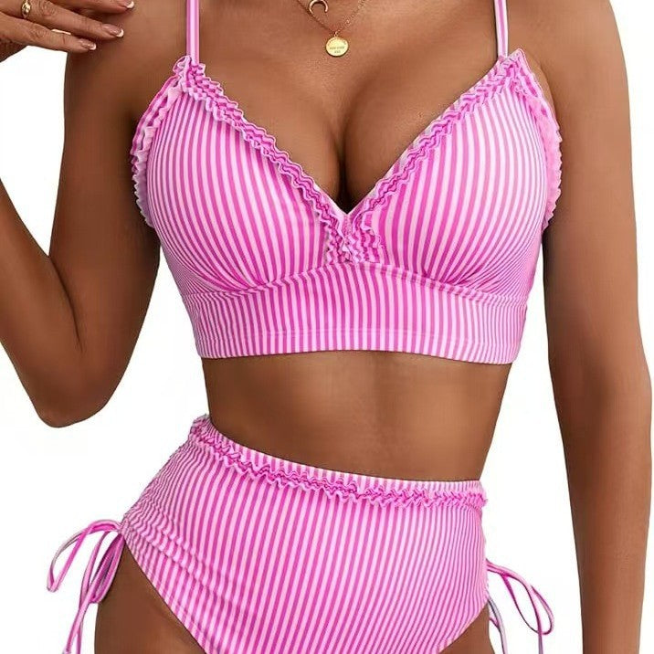 Women High-Cut Bikini Style with Ruffles Mune Fashion