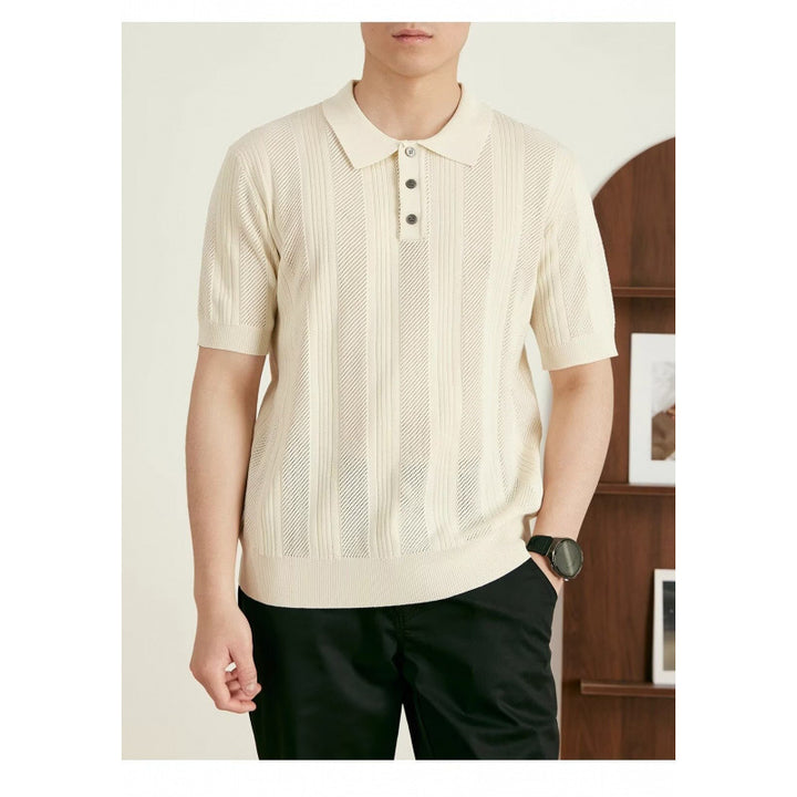 Men's Stylish Short Sleeve Knit Polo Shirt Mune Fashion