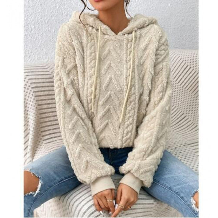 Women's fluffy hoodie with cable-knit pattern and oversized cut Mune Fashion