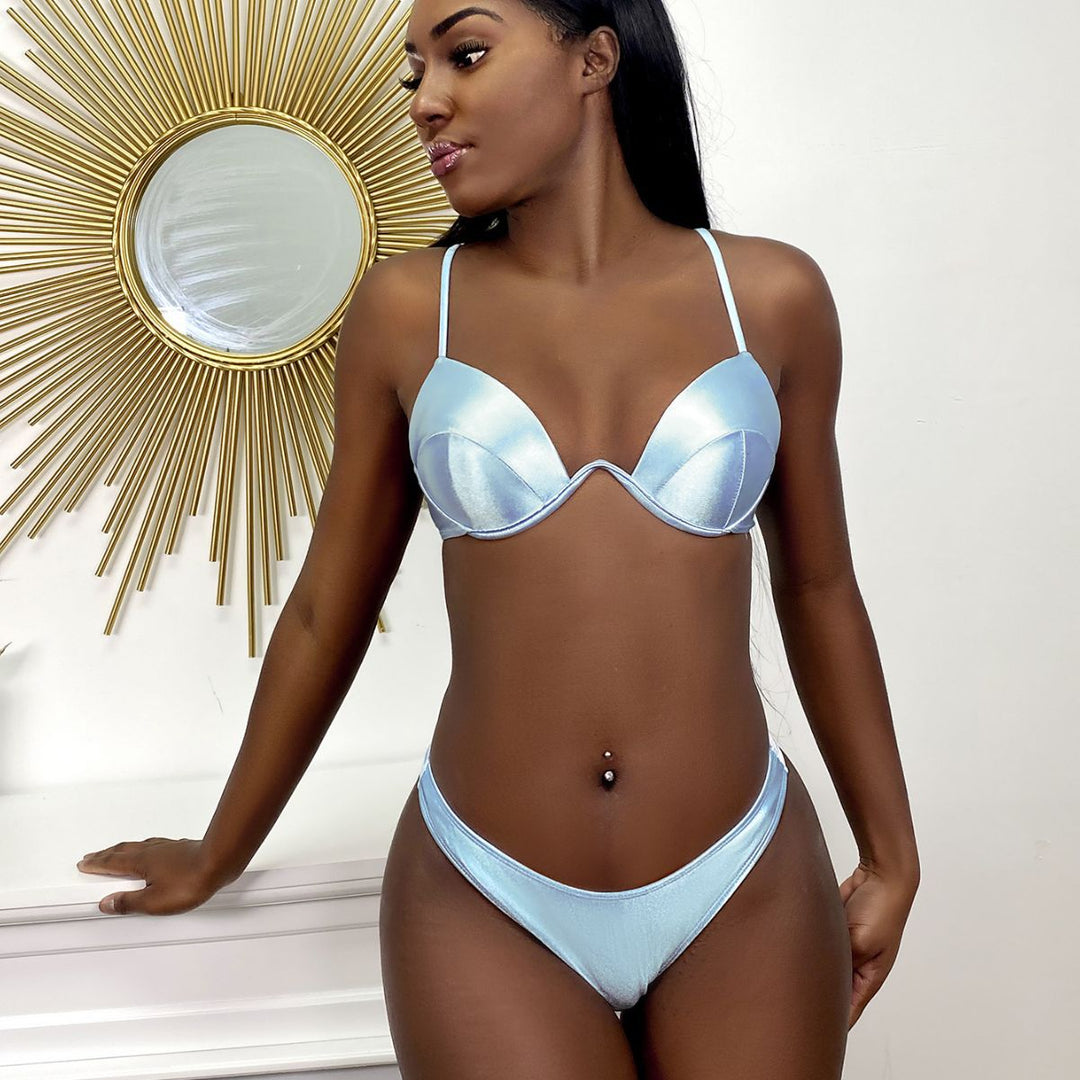 Women's Push-Up Bikini with Shiny Cups Mune Fashion
