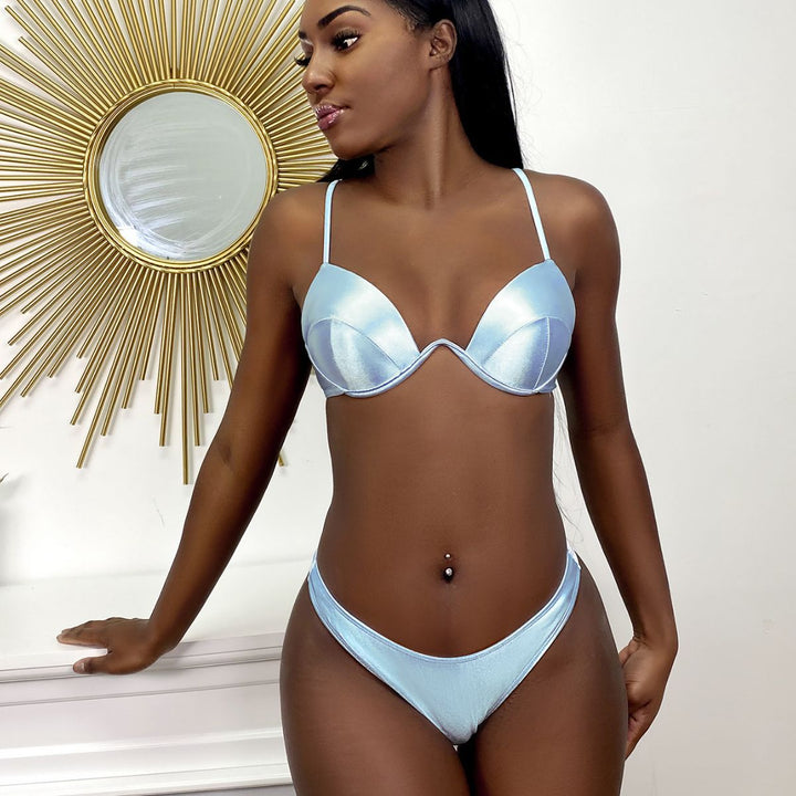 Women's Push-Up Bikini with Shiny Cups Mune Fashion
