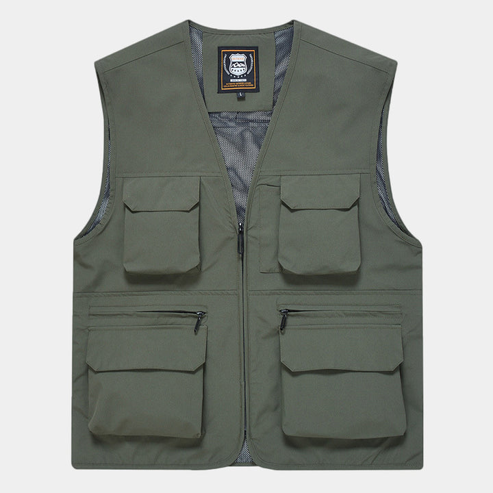 Men's Multifunctional Utility Vest with Mesh Lining and Multiple Front Pockets Mune Fashion
