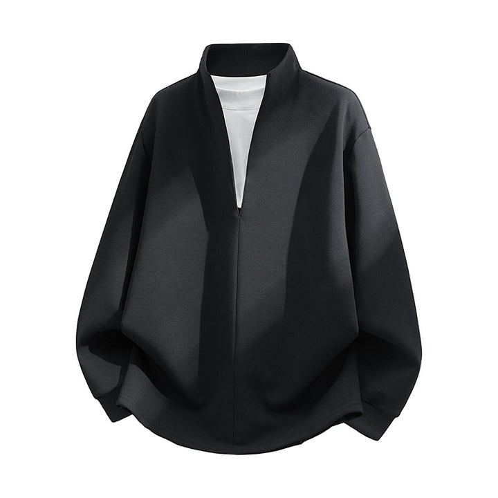 Unisex Oversize Sweatshirt with standing collar, half opening and rounded hem Mune Fashion