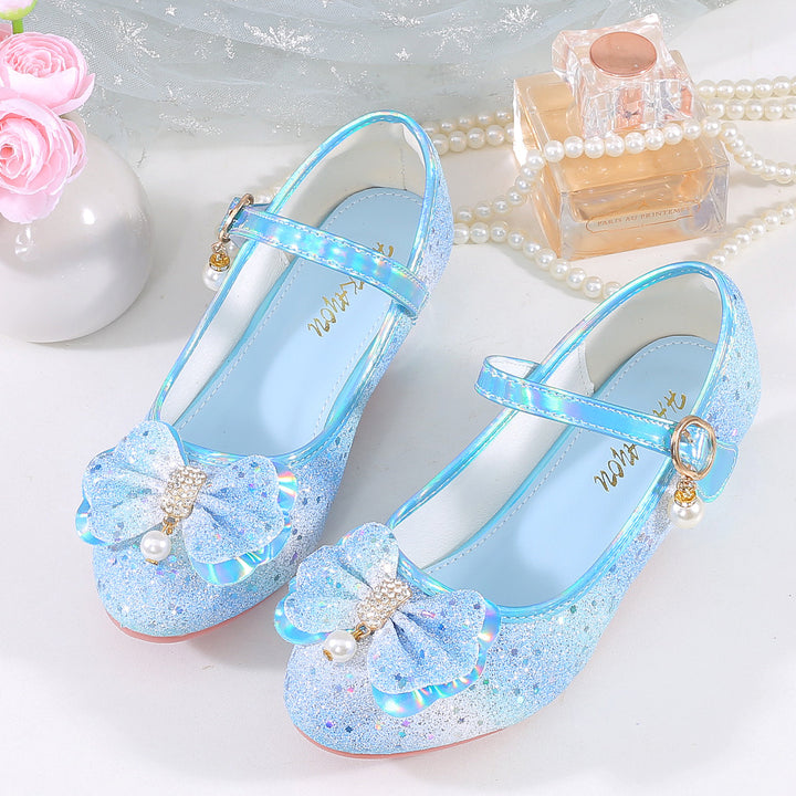 Girl Elegant Ballerina Shoes with Sparkling Bows and Rhinestones Mune Fashion