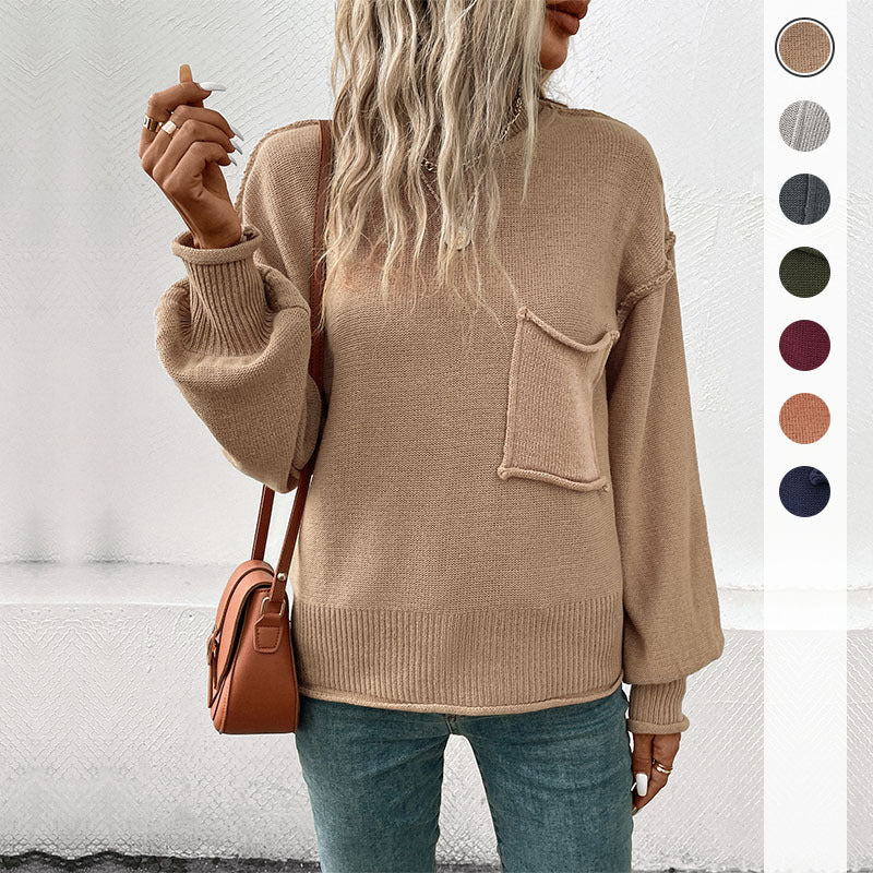 Women's Fashionable Sweater with Practical Pocket Design Mune Fashion