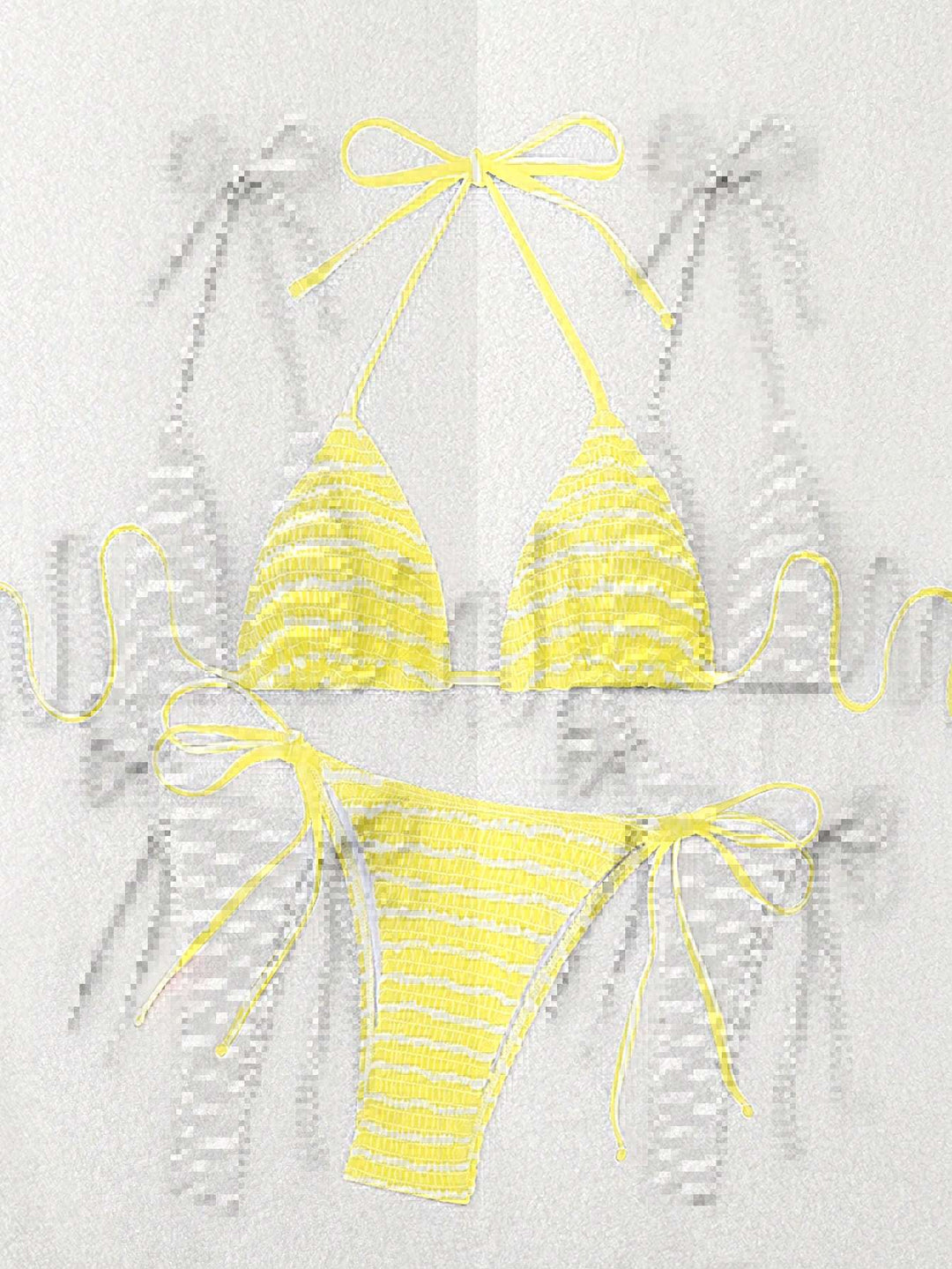 Women triangle bikini with fine stripe pattern and sophisticated tie straps Mune Fashion