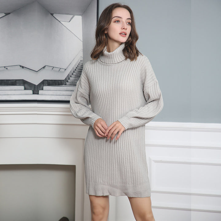 Women's Ribbed Turtleneck Tunic with Boxy Oversized Fit Mune Fashion