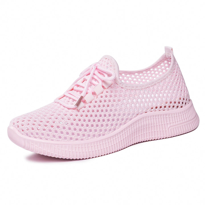 Women's breathable mesh slip-on sneakers with elastic lacing and flexible profile sole Mune Fashion
