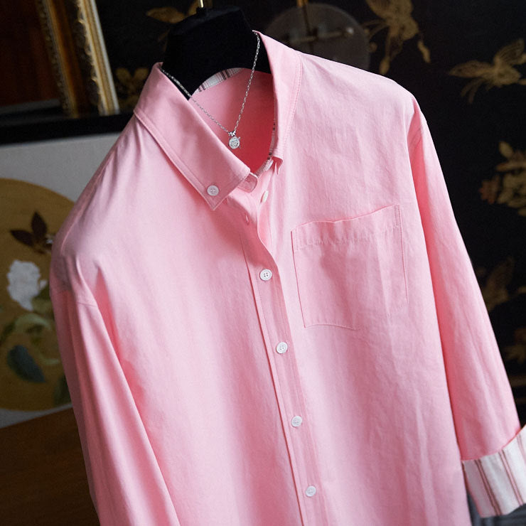 Women Fashionable Blouse with Fine Stripes Mune Fashion
